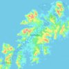 Mapa topográfico Vestvågøya, altitud, relieve