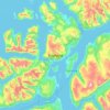 Mapa topográfico Kvaløya, altitud, relieve