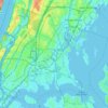 Mapa topográfico Bronx County, altitud, relieve