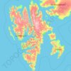 Mapa topográfico Spitsbergen, altitud, relieve