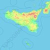 Mapa topográfico Sicilia, altitud, relieve