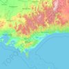 Mapa topográfico Gippsland, altitud, relieve