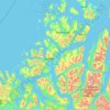 Mapa topográfico Troms, altitud, relieve