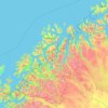 Mapa topográfico Troms, altitud, relieve